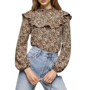 Nordstrom's Topshop Leopard Print Ruffle Blouse